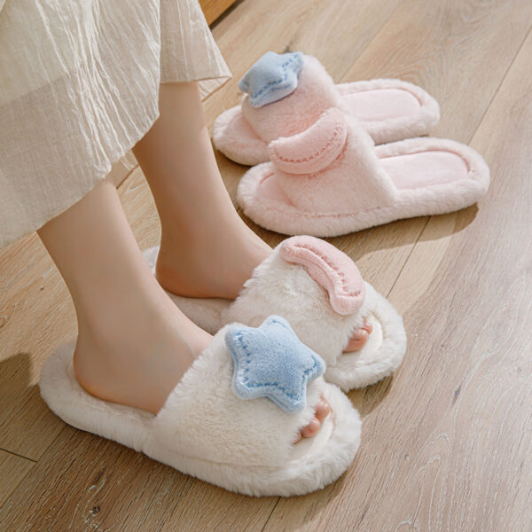 Color Opening Cotton Slippers Home Plush